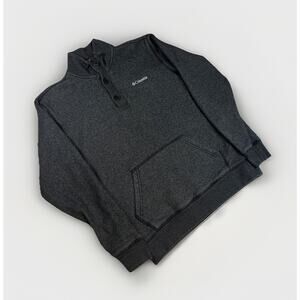 Columbia 1/4 Henley Button Up Long Sleeve Pullover Men's Large Heather Black